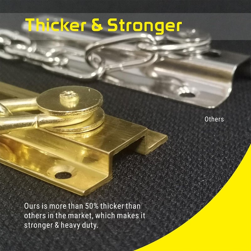 Siwil Security Door Chain Guard Solid Brass, Heavy-Duty Home Security, Sturdy and Rust-Resistant Brass Door Lock Security Chain (Brass) - Image 5